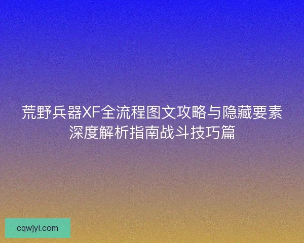 荒野兵器XF全流程图文攻略与隐藏要素深度解析指南战斗技巧篇